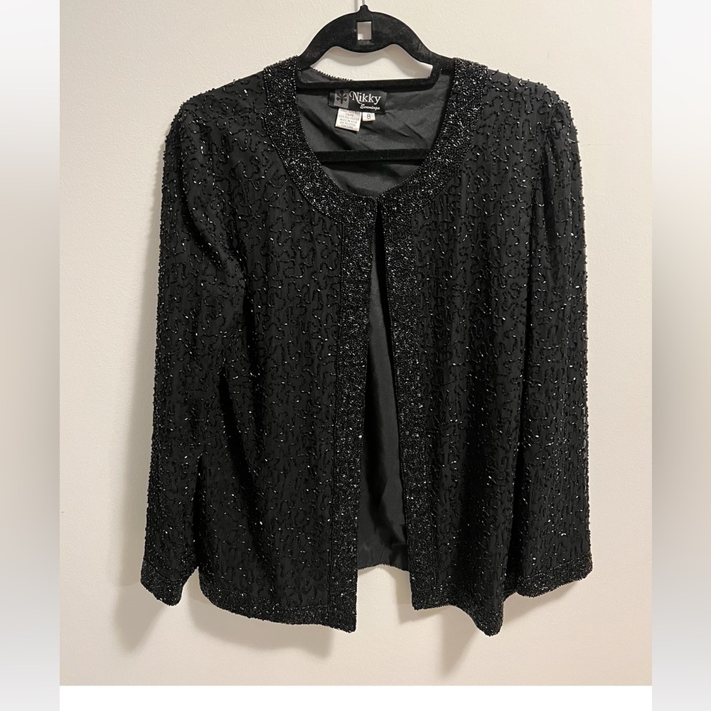 Nikky evenings black beaded jacket. Size 8 or medium